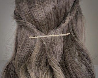 Hammered Hair Clip in Gold | Long Thin French Hair Barette | Artisan Accessory Minimal Casual Elegant Metal Clasp | Women Girls Hair Decor