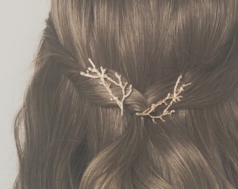 Branch Hair Pin | Twig Bobby Pin | Woodland Wedding Hair | Bridesmaid Hair | Cottagecore Hair Pin | Dainty Hair Pin | Minimal Bridal Hair