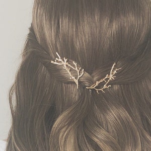 Branch Hair Pin | Twig Bobby Pin | Woodland Wedding Hair | Bridesmaid Hair | Cottagecore Hair Pin | Dainty Hair Pin | Minimal Bridal Hair