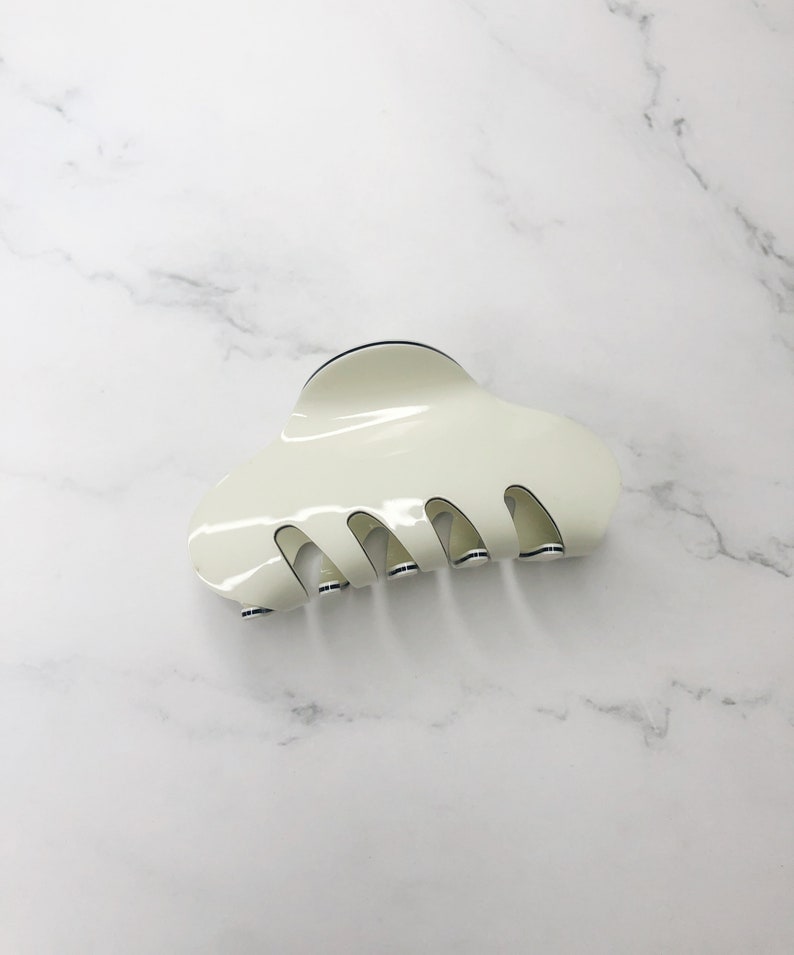 Oval off-white hair claw clip clamp Minimalist hair accessories for everyday simple thick or thin hair texture image 2