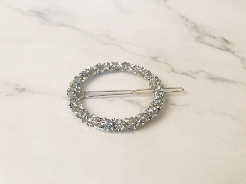 Elegant Wedding Crystal Circle Hair Clips Classy Sparkle Etsy