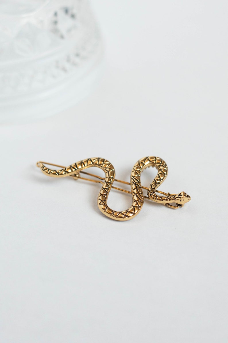 Snake hair clip hair accessories, Side-part hair accessories hair barrette, Metal hair clip, Gold and silver hair clip image 5