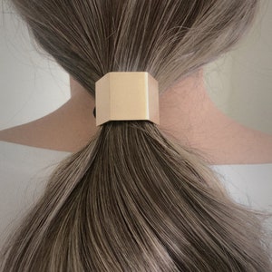 Geometric square ponytail holder elastic Minimalist hair tie in gold or silver Metal hair elastic ponytail holder hair band image 6