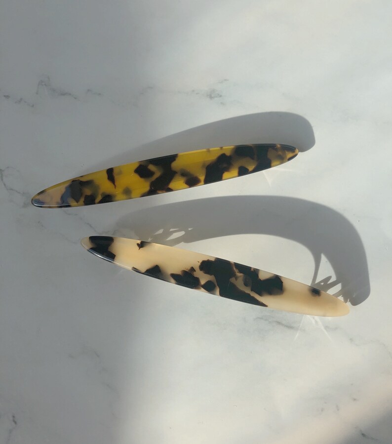 Black white tortoise shell hair barrette hair clip Acetate long French barrette hair clip Acrylic minimal simple hair accessories image 7