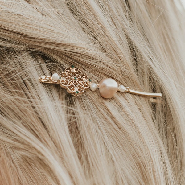 Victorian Hair Pin with Baroque Pearls | Real Freshwater Pearl Glam Hair Sliders Bobby Pin | Wedding Bride Bridesmaid Hair Jewelry Accessory