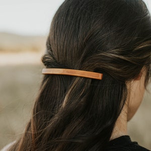 Wood Hair Clip Minimalist Modern Geometric Bar Thin Hair Barette for Women Simple Casual Everyday Accessory Easy Hairstyle Pin image 2