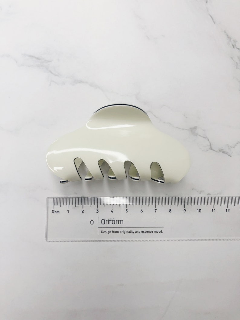 Oval off-white hair claw clip clamp Minimalist hair accessories for everyday simple thick or thin hair texture image 5