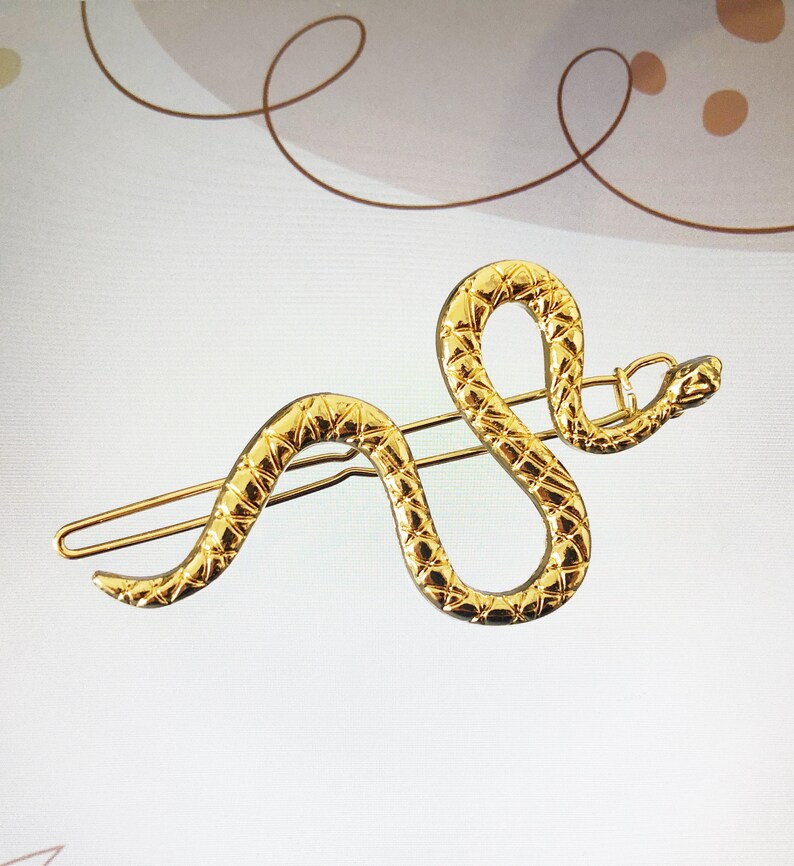 Snake hair clip hair accessories, Side-part hair accessories hair barrette, Metal hair clip, Gold and silver hair clip image 7