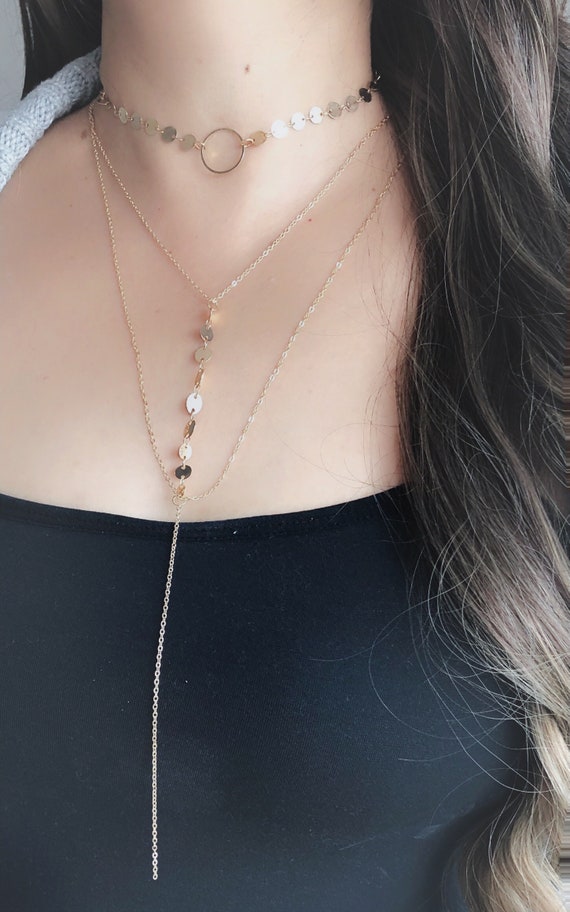 Silver Layer Necklace, Choker, Two Strand Necklace, Double Layer Necklace,  Silver Choker Necklace, Silver Circles Necklace, Two Layer Choker - Etsy