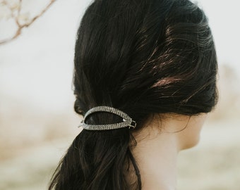 Rhinestone oval ponytail hair claw hair clip