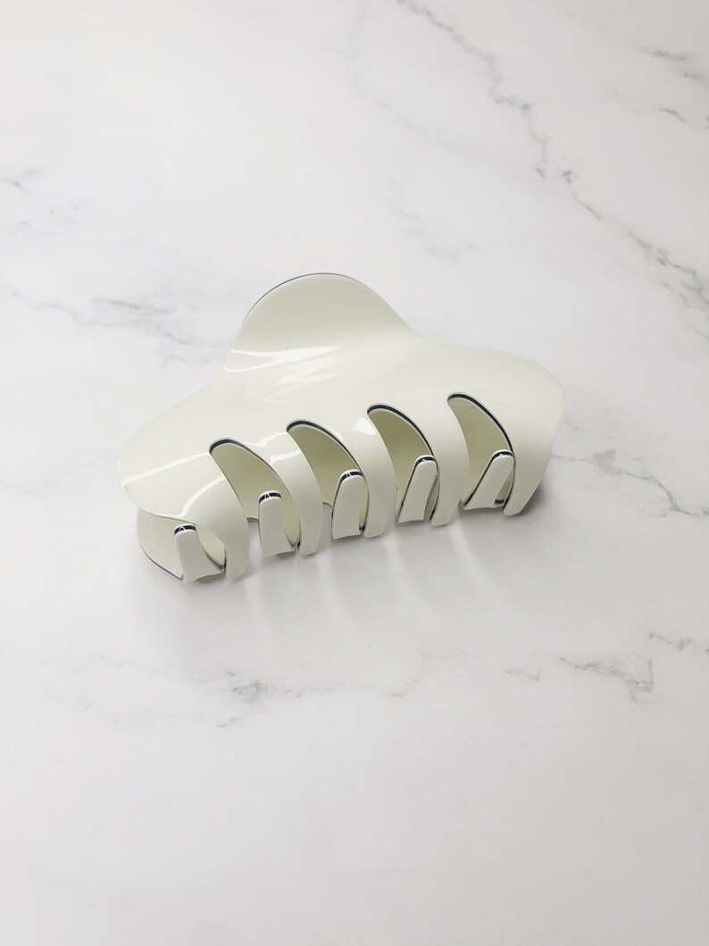 Oval off-white hair claw clip clamp Minimalist hair accessories for everyday simple thick or thin hair texture image 9