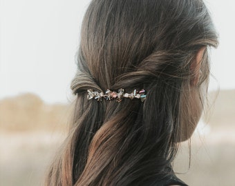 Elegant crystal hair barrette hair clip | Beautiful light pink crystal hair barrette gift for women | Wedding hair accessories