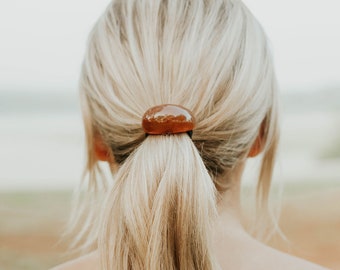 Minimalist oval geometric shape ponytail holder hair tie