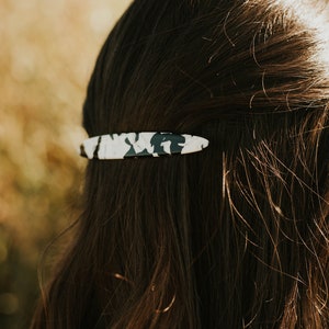 Black white tortoise shell hair barrette hair clip Acetate long French barrette hair clip Acrylic minimal simple hair accessories image 2