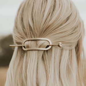 Minimalist oval hair slide, Pony tail holder, Oval hair barrette, Metal hair accessories, Gold hair clip, Silver hair clip