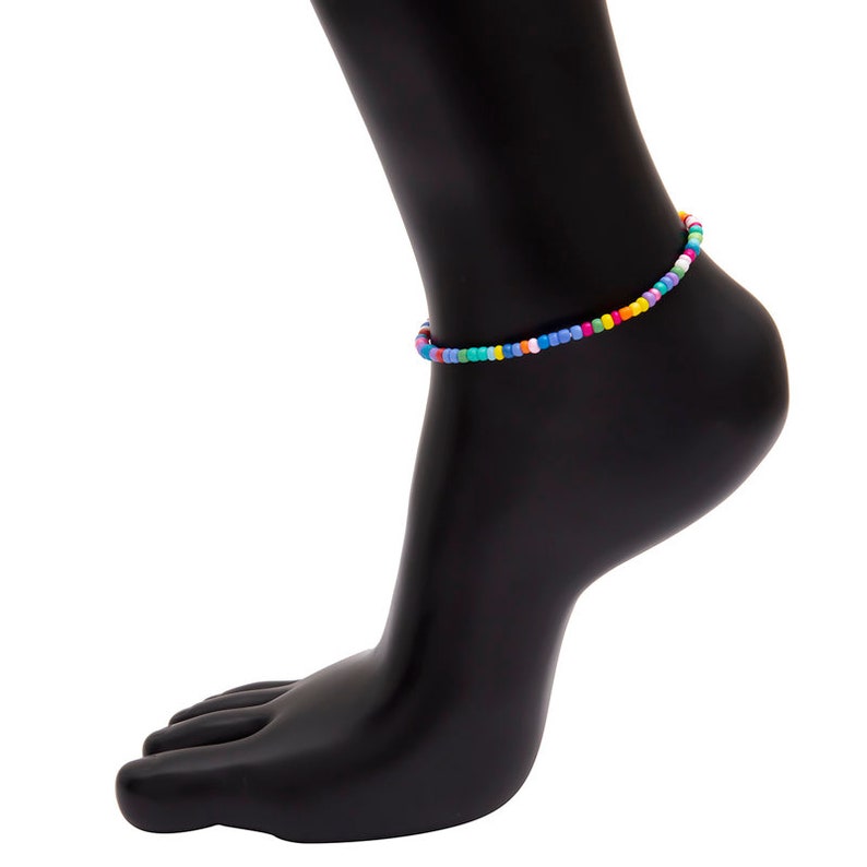 Bead Ankletsports Jewelrymix Color Rainbow Beads Etsy