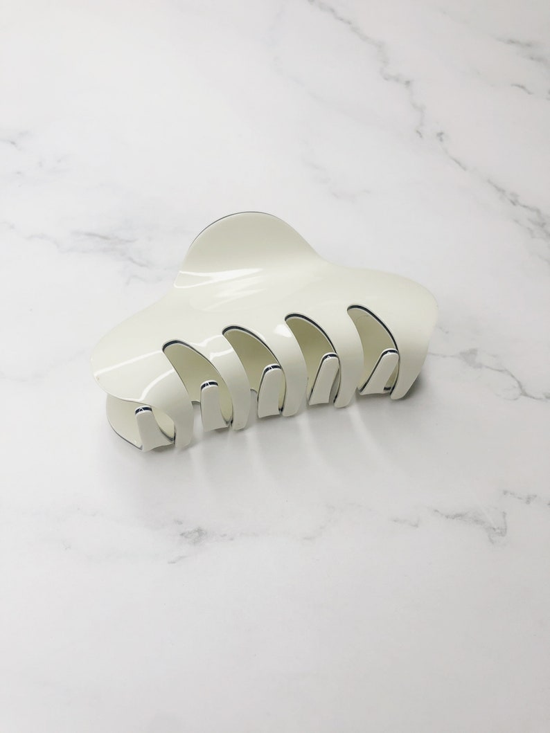 Oval off-white hair claw clip clamp Minimalist hair accessories for everyday simple thick or thin hair texture image 7