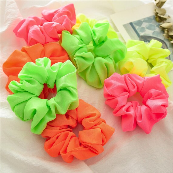 Neon Color Scrunchies Hair Scrunchies Retro Disco Scrunchies