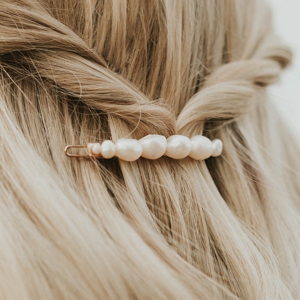 Pince à cheveux en perles baroques, accessoires pour cheveux en perles d'eau douce de forme irrégulière Cultures, pince à cheveux de mariage, cadeau de fiançailles pour demoiselle d'honneur