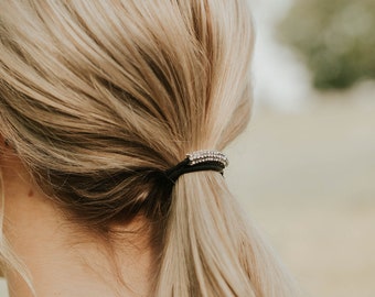 Rhinestone elastic black elastic hair tie
