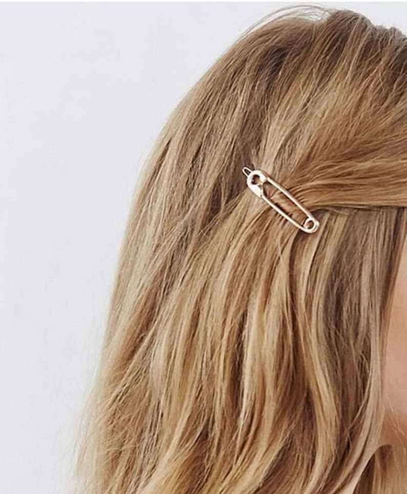 2piece Set Gold Silver Safety Pin Hair Clip Bobby Pins Boho Etsy