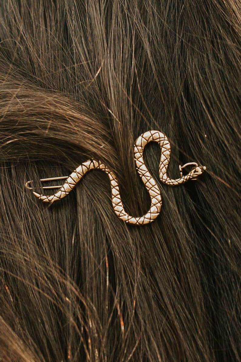 Snake hair clip hair accessories, Side-part hair accessories hair barrette, Metal hair clip, Gold and silver hair clip Gold