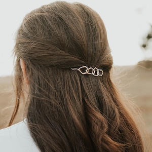 Minimalist four-ring hair clip, Gold or silver metal hair clip, Simple chain irregular circles hair clip hair accessories hair barrette image 10