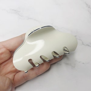 Oval off-white hair claw clip clamp Minimalist hair accessories for everyday simple thick or thin hair texture image 4