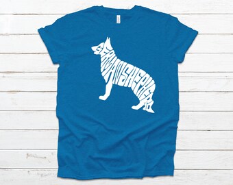 Maglietta grafica con pastore tedesco: maglietta unisex con razza canina