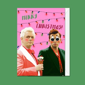 Good Omens Christmas card | Aziraphale Christmas card | Crowley Christmas card