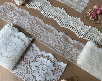 Lace by the Foot, Vintage Lace Decorative Trim, Junk Journaling, Scrap Journal Ephemera