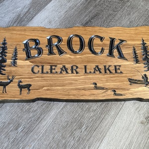 Personalized Carved Wood Sign: Cabin, Camp, Cottage Decor (8x18")