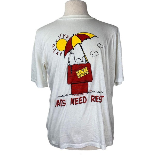 vintage Snoopy Dad’s Need Rest T-Shirt Blanc Single Stitch