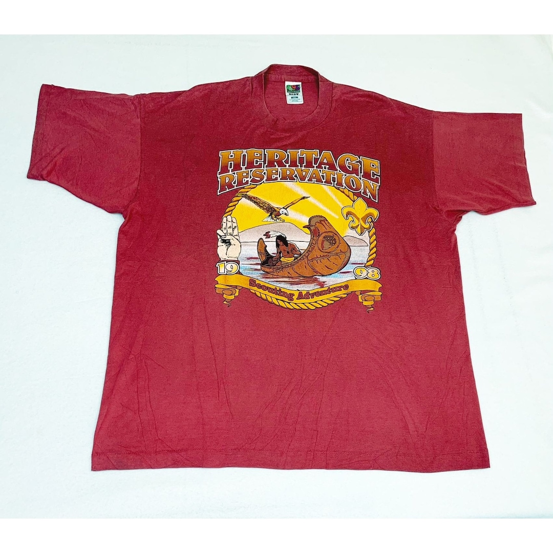Vintage Native American Heritage Reservation T-shirt XXL Red