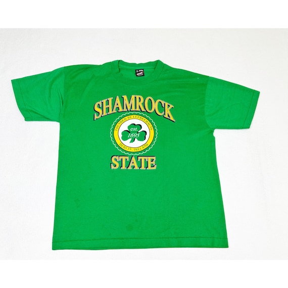 Vintage 90s Shamrock State T-Shirt XL Green Lepre… - image 2