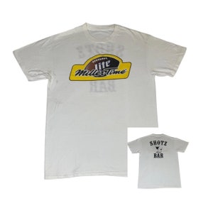 Vintage Miller Lite Time Beer T-Shirt Football White Single Stitch Shots Bar Large
