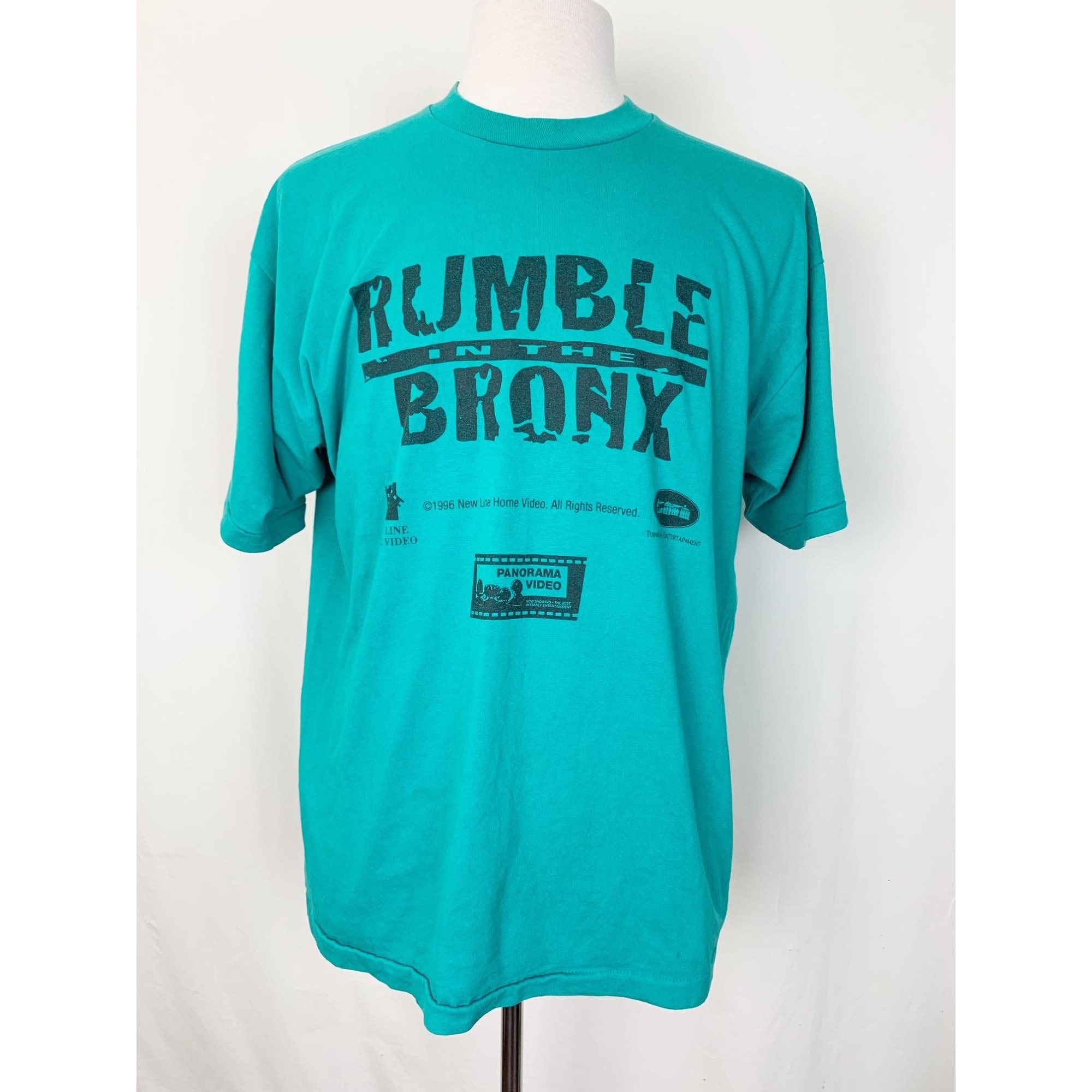 Vintage jaren 90 Rumble in de Bronx T-Shirt XL Green Jackie Chan Movie Promo Single Stitch 1996 Kleding Gender-neutrale kleding volwassenen Tops & T-shirts T-shirts T-shirts met print 