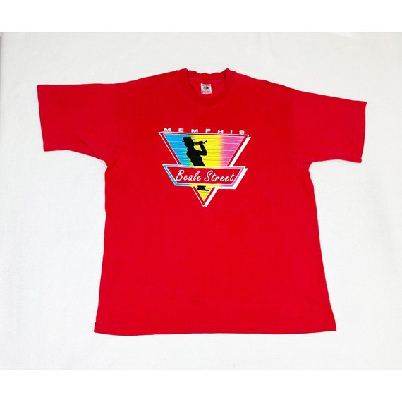 Vintage 90s Beale Street Memphis T-Shirt Red XL T… - image 2