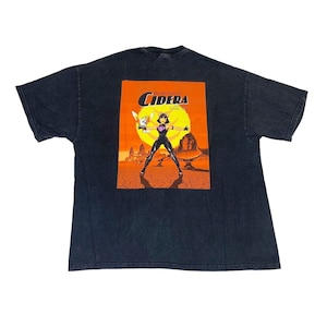 Vintage Y2K Cidera Shiro Tori T-Shirt XL Schwarz Anime Cartoon Krieger Vogel