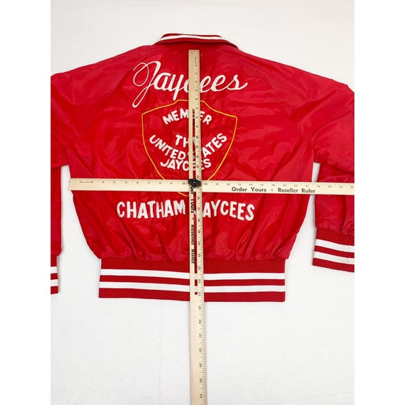 Vintage Jaycees Jacket Red Medium Bomber Nylon Ch… - image 4
