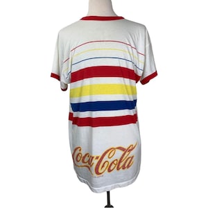 Vintage 80&#39;s Coca Cola T-Shirt One Size Stripe Soda Coke