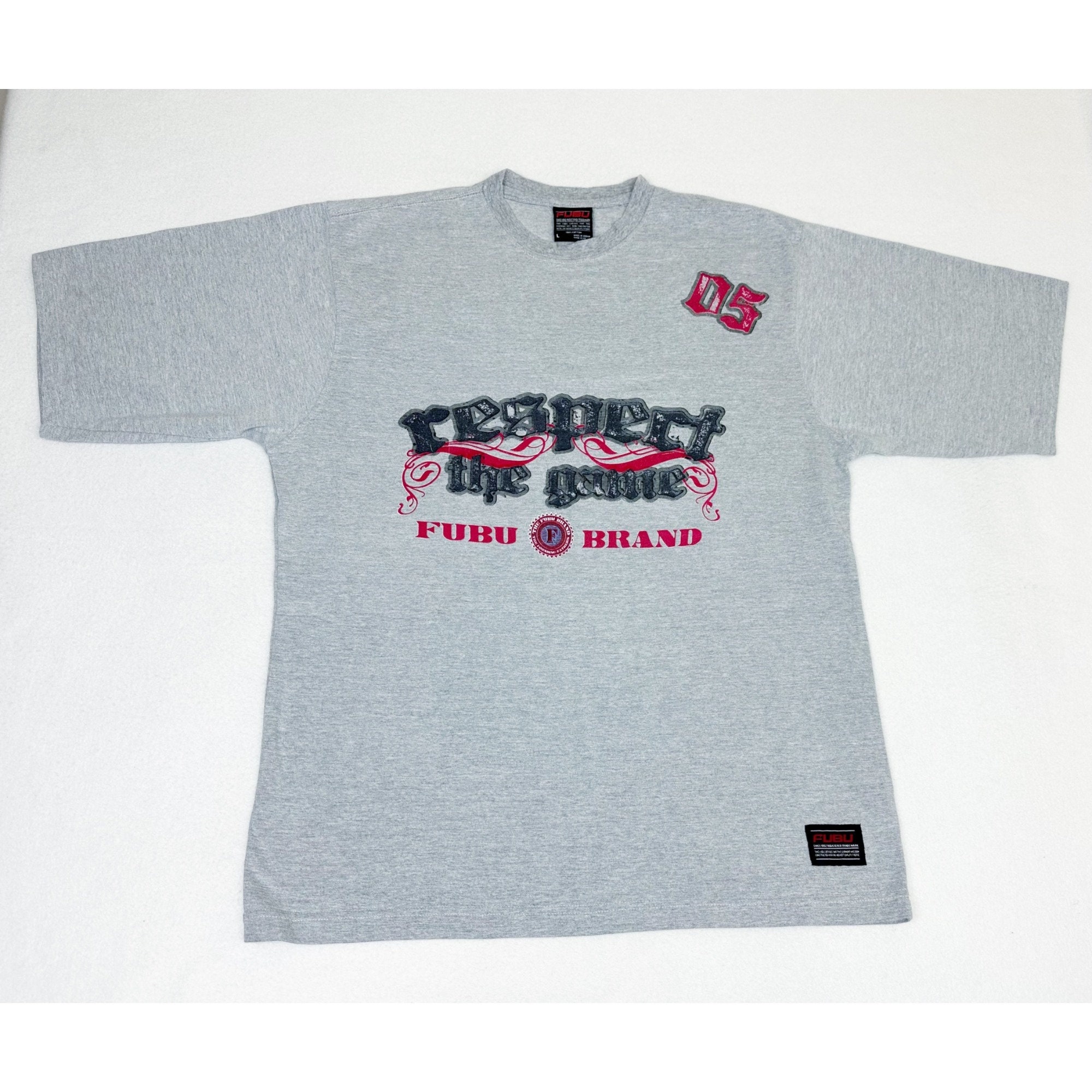 Vintage Y2K FUBU T-shirt Large Grey Respect the Game Hip Hop