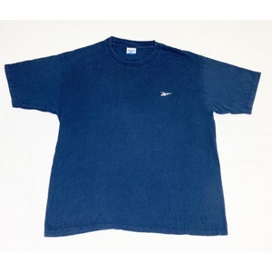 Vintage 90er Y2K Reebok T-Shirt XL Navy Blau Gesticktes Logo
