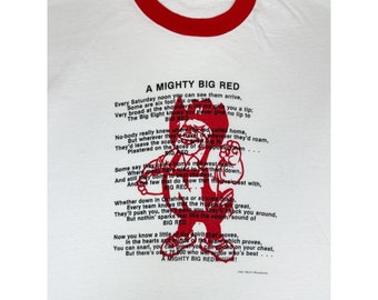 Vintage 1983 NCAA Nebraska Big Red Football Ringer T-Shirt XL White Red College