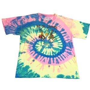 Vintage Tie Dye Florida T-Shirt XL Rainbow We Be Jammin Daytona Beach Single Stitch