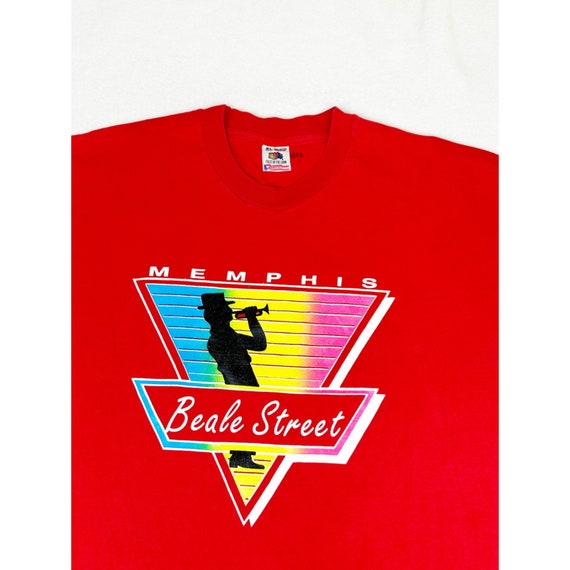Vintage 90s Beale Street Memphis T-Shirt Red XL T… - image 1