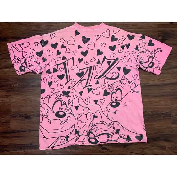 Vintage 1994 Taz Pink Hearts T-Shirt Tasmanian De… - image 5