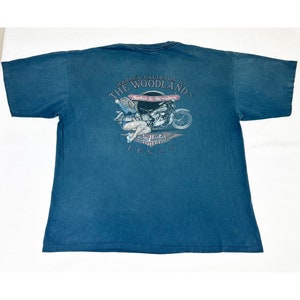 Vintage 90s Harley Davidson Blue T-shirt Biker Motorcycle Texas Single Stitch