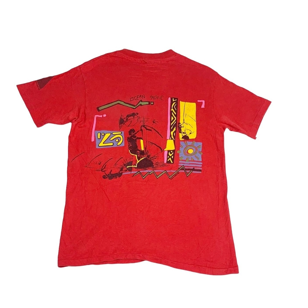 トップス 70s Vintage Red Shirt Sea  Vintage 70s Hang Ten T-Shirt Surf Wave Graphic Red Double