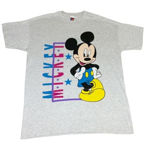 Vintage Mickey Mouse Sleep Shirt Night Gown One Size Gray Single Stitch